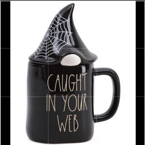 Rae Dunn CAUGHT IN YOUR WEB mug with lid